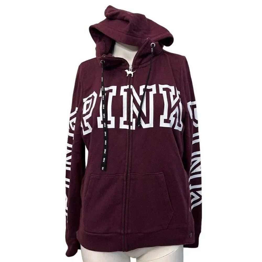 Victoria's Secret PINK Ladies S Zip Hooded Fleece Jacket Sweatshirt Breakaway